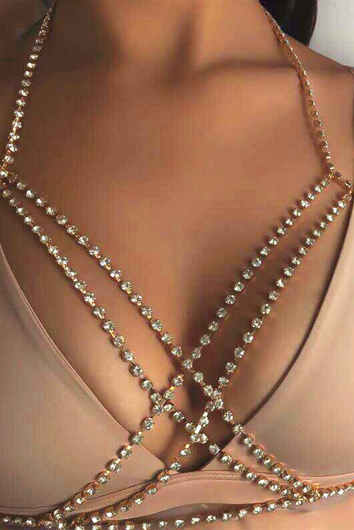 Guld Diament Brystholder Kæde - Cherries.dk Lingerie