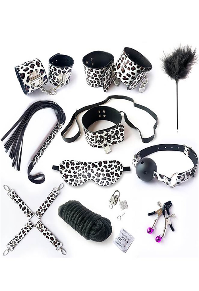 Large Komplet Bondage æt, Leopard - Cherries.dk Lingerie