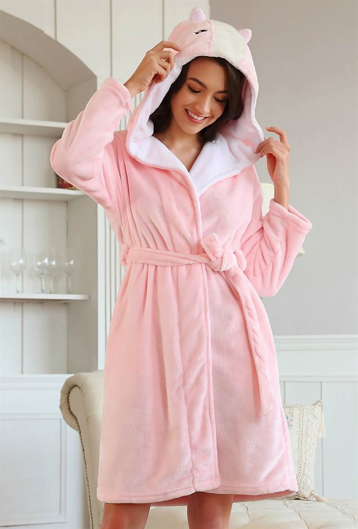 Katte øre Pink Morgenkåbe - Cherries.dk Lingerie