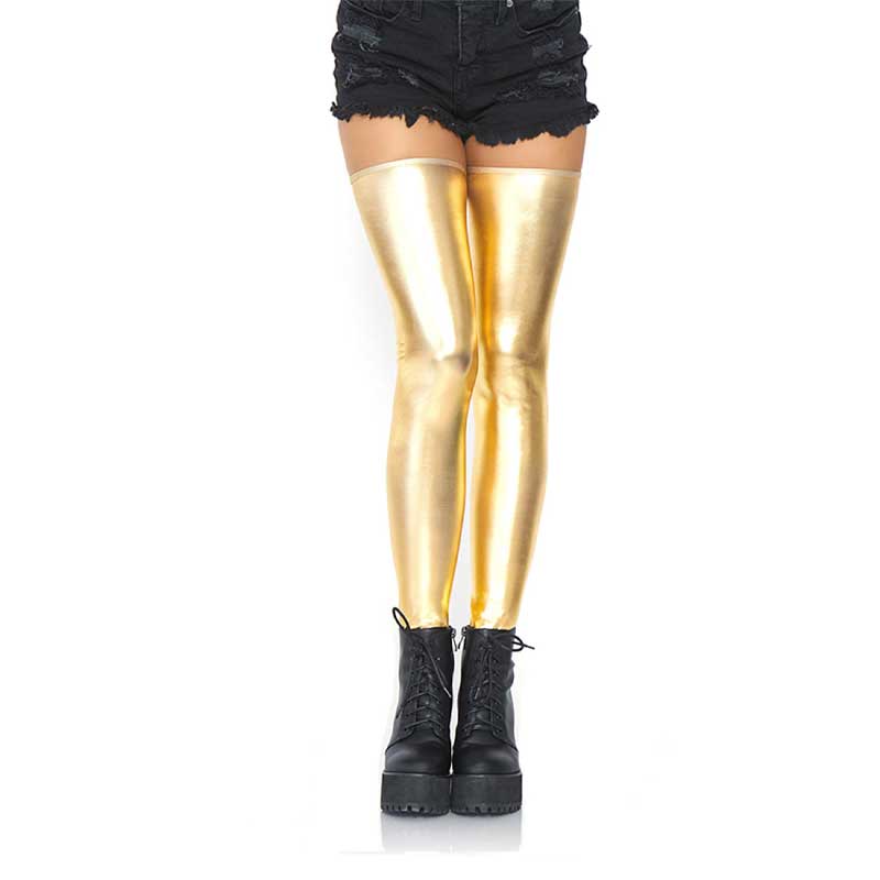 Guld Leg Avenue Izzy Wetlook Selvsiddende Strømper - Leg Avenue Lingerie  - 714718541693
