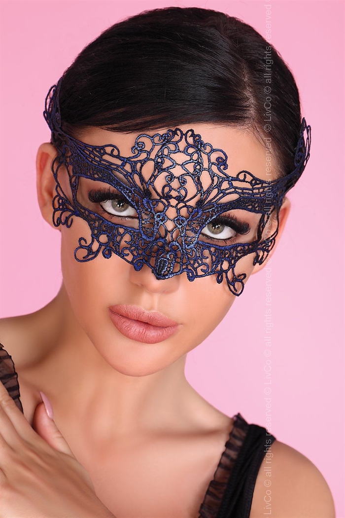 Blå Gallafest Lingeri Maske - Cherries.dk Lingerie