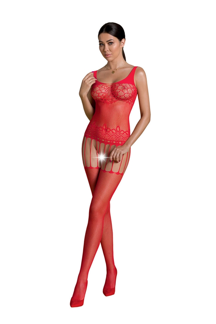 Forførende Rød Blomster Blonder Catsuit - Cherries.dk