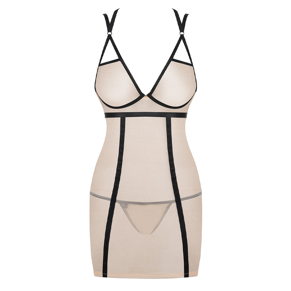 Beige|Nude|Sort Obsessive Nudelia Chemise Streng Nude - Obsessive Lingerie  - 5901688231210